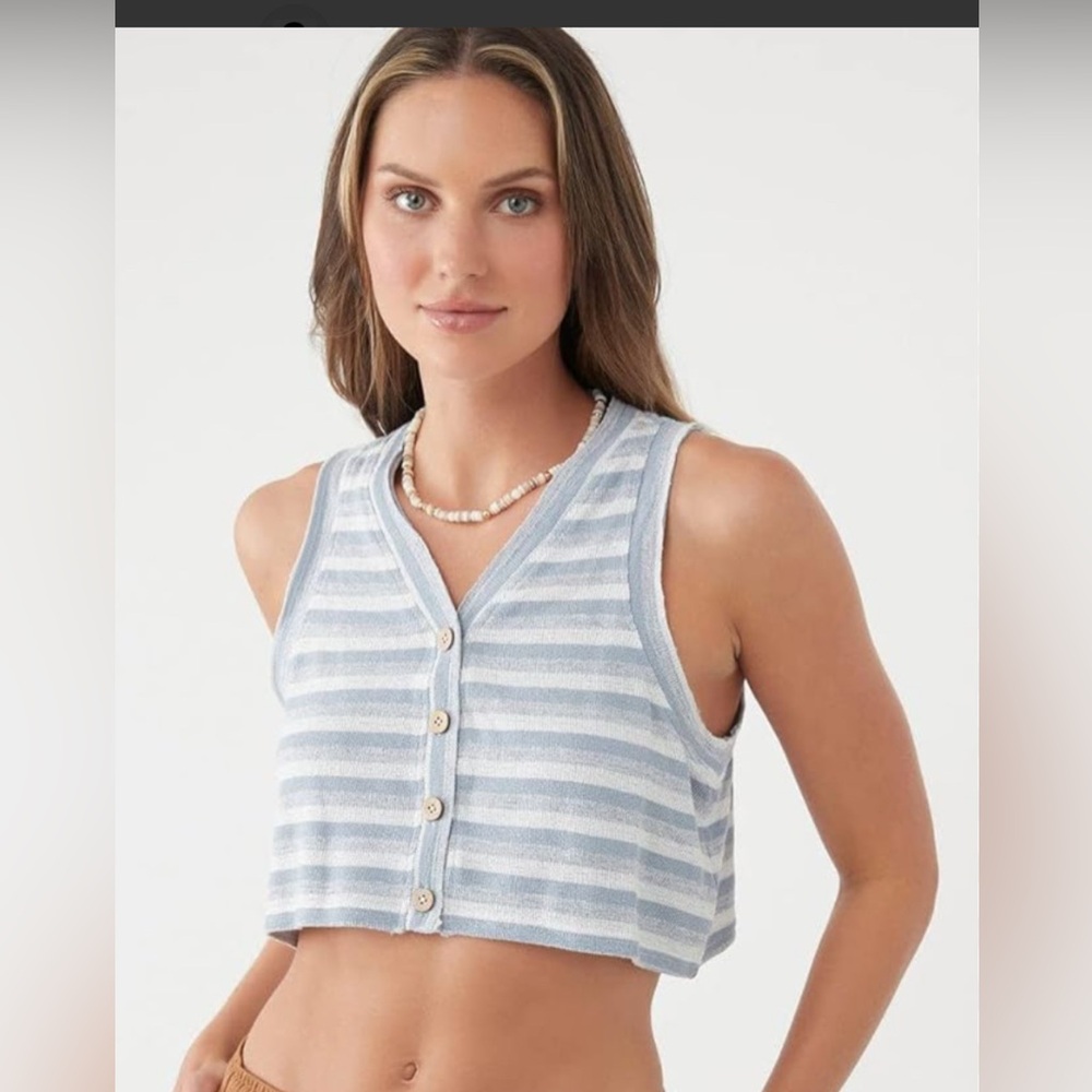 O'NEILL Women's Knit Button Front Crop Tank Top, size XL